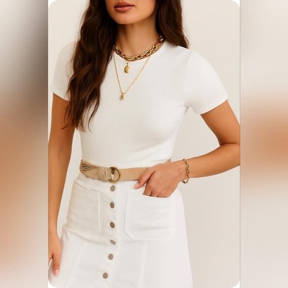 Madewell White Denim Button Up A Line Jean Skirt Size 28 - Picture 2 of 10